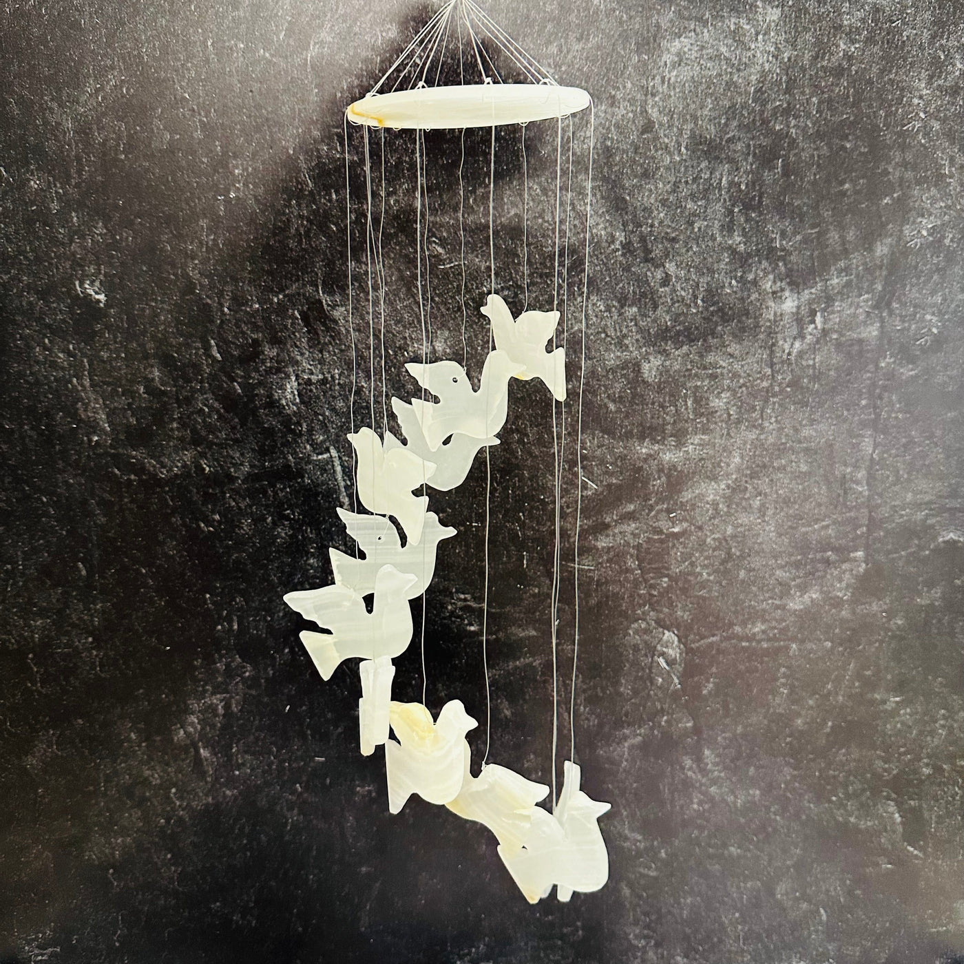 White Onyx Dove Wind Chimes