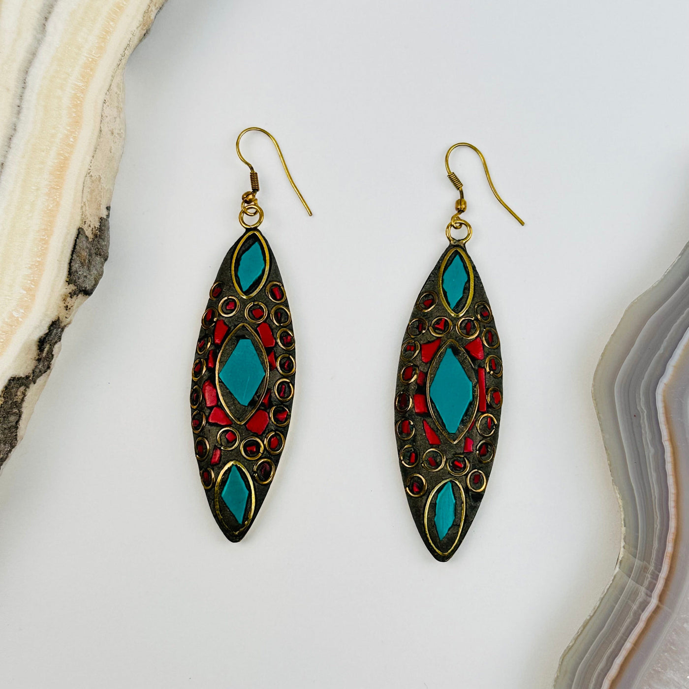 Tibetan Style Mosaic Earrings