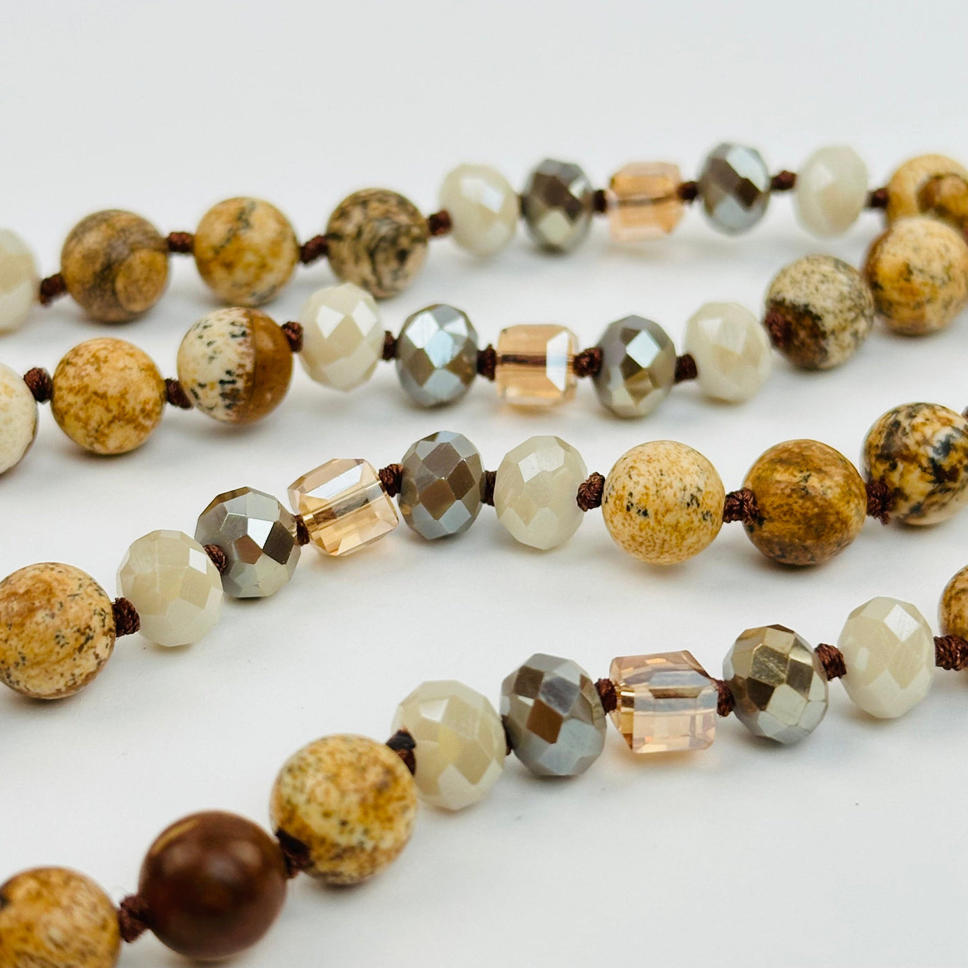 close up of the necklace beads 