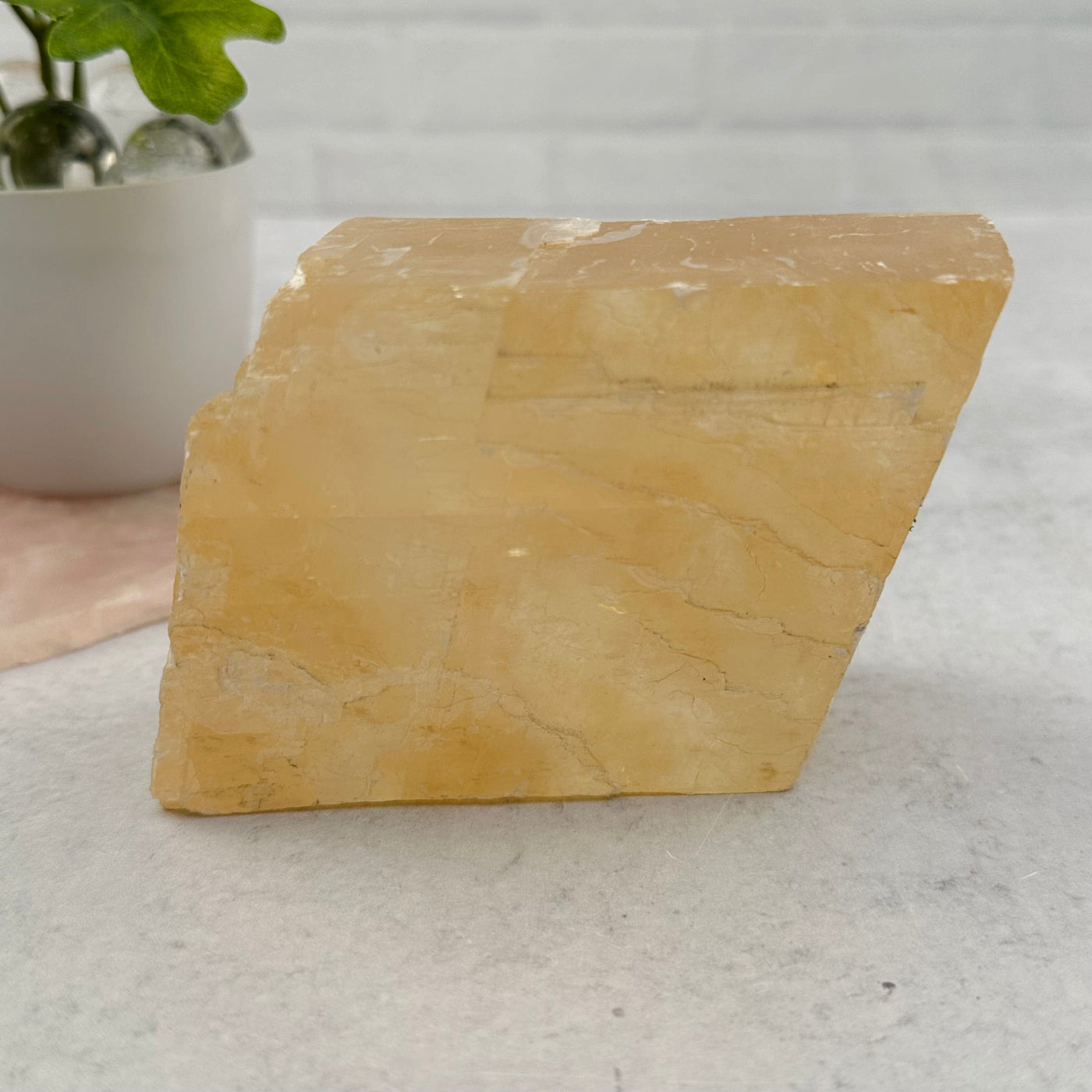 Yellow Optical Calcite displayed as home decor 