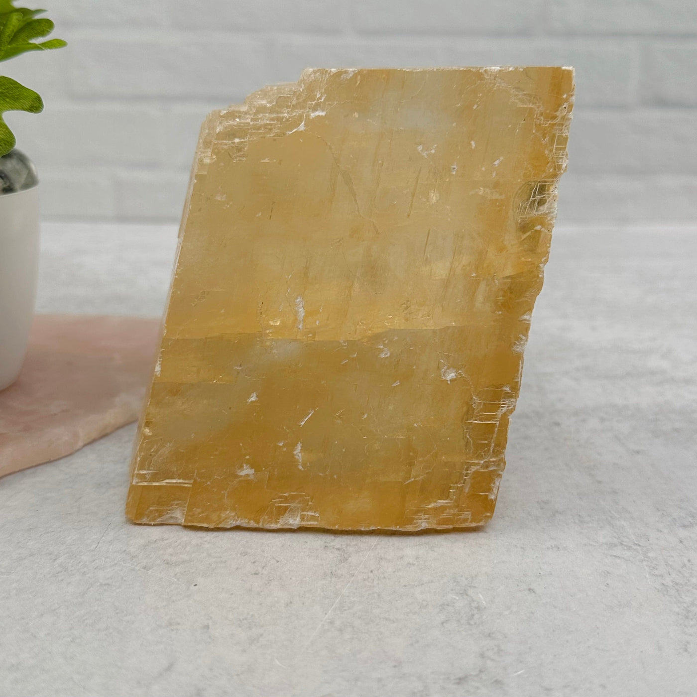 Yellow Optical Calcite displayed as home decor 