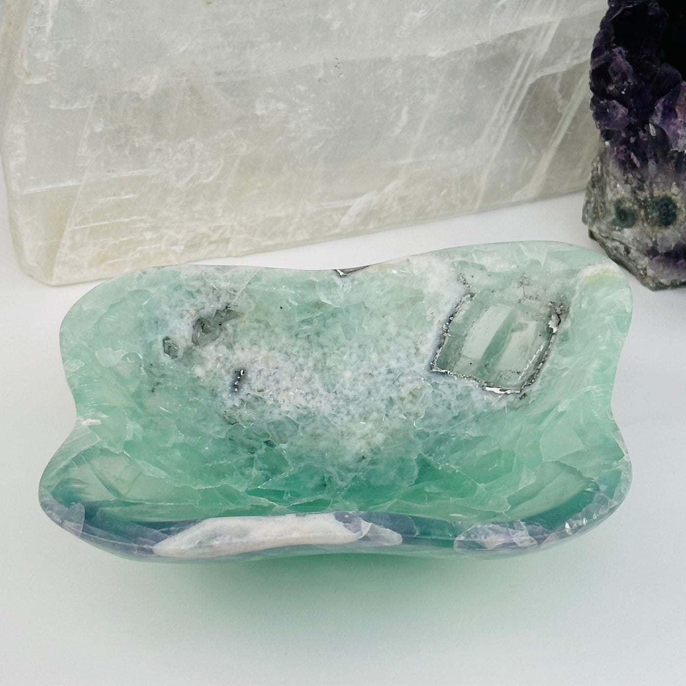Fluorite Polished Bowl from Mexico displayed as home decor 