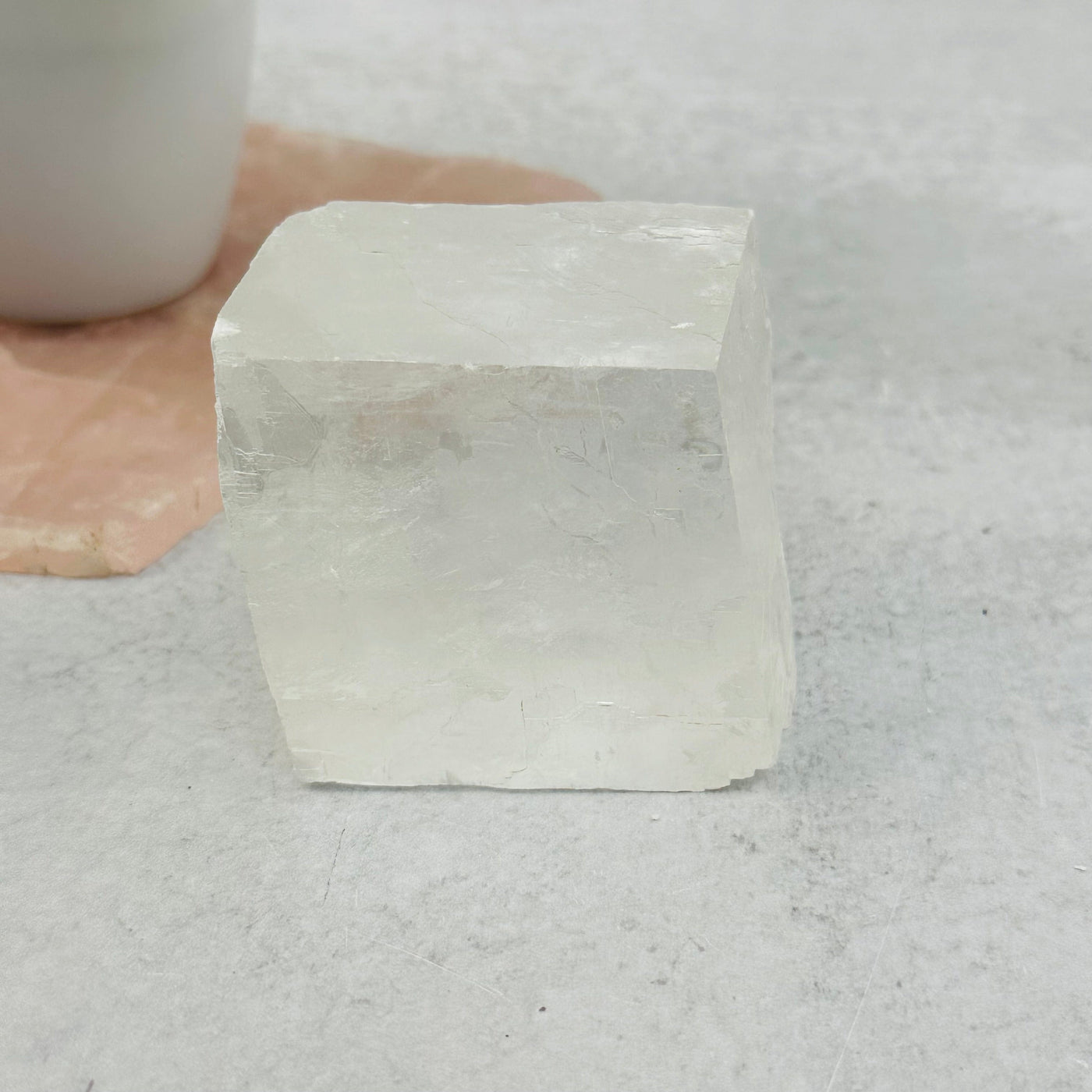 calcite cube displayed as home decor 