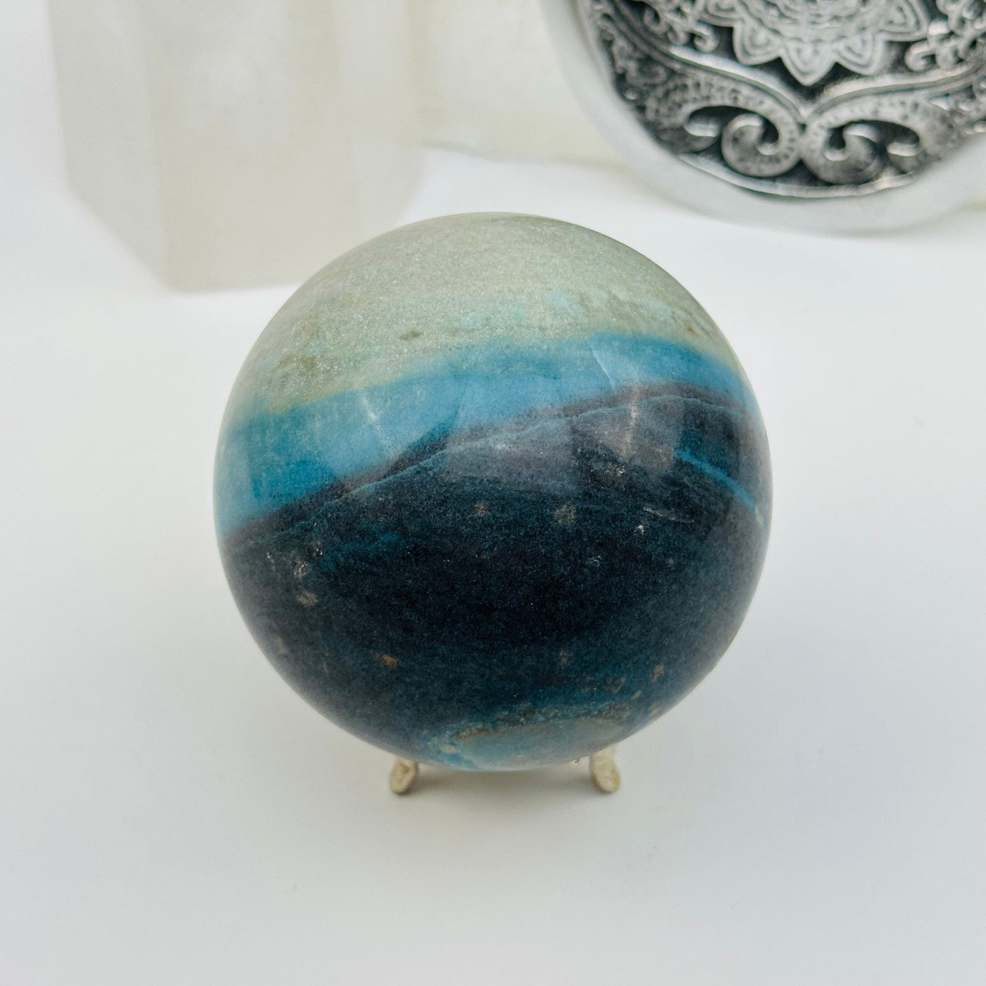 crystal trolleite sphere displayed as home decor 