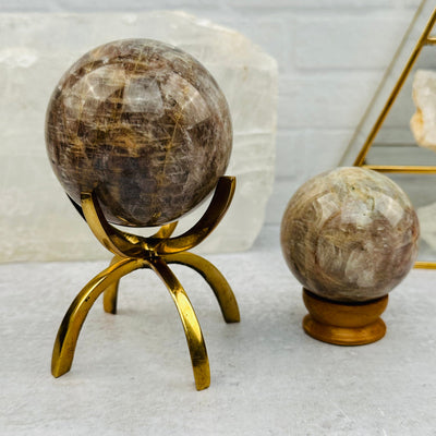 Cream Moonstone Spheres displayed as home decor 
