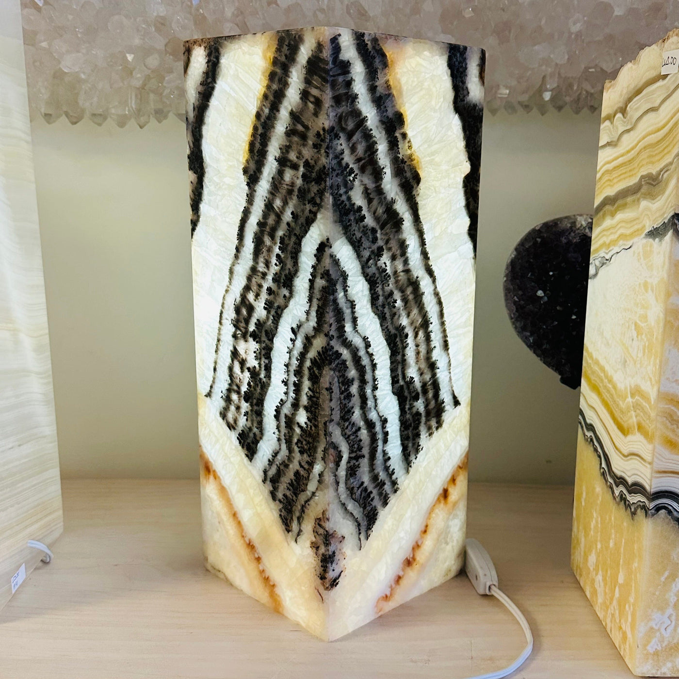 Mexican Onyx Squared Crystal Lamp - Crystal Decor -