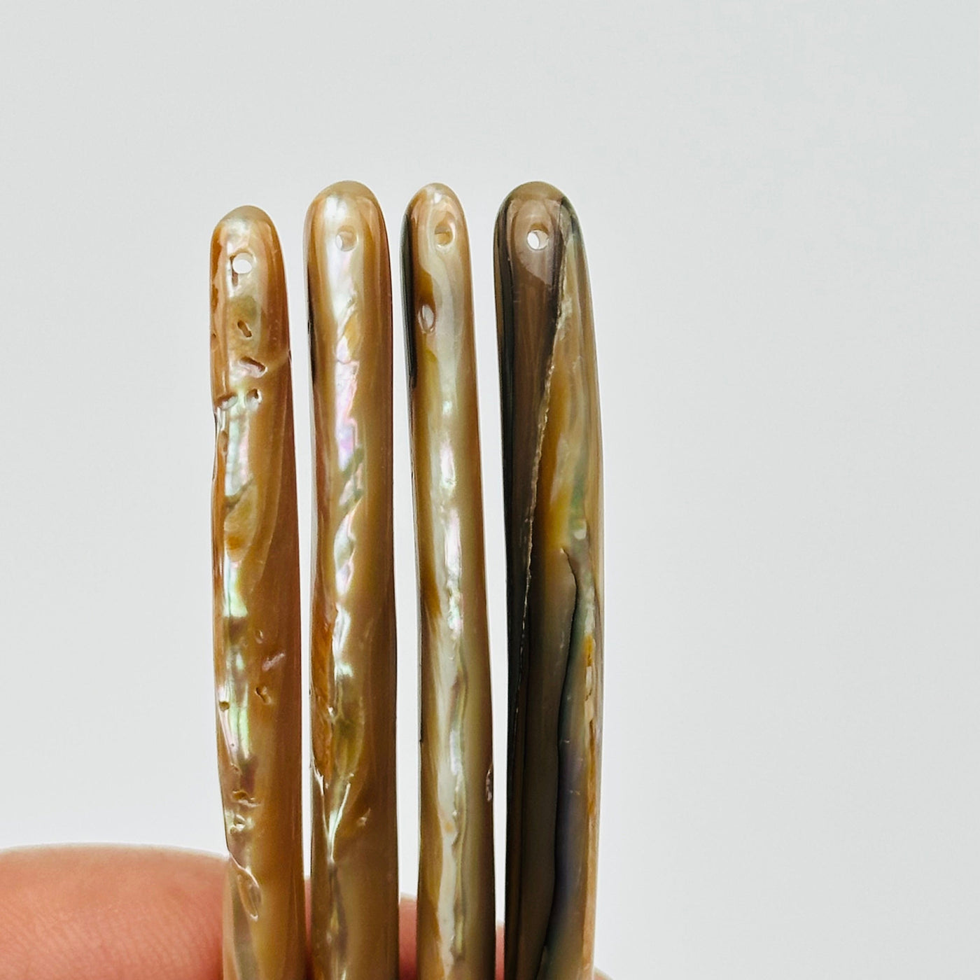 close up of the drilled hole on the top of the beads 