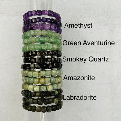 Gemstone Bracelets -6mm - Faceted Cube High Quality next to their crystal name