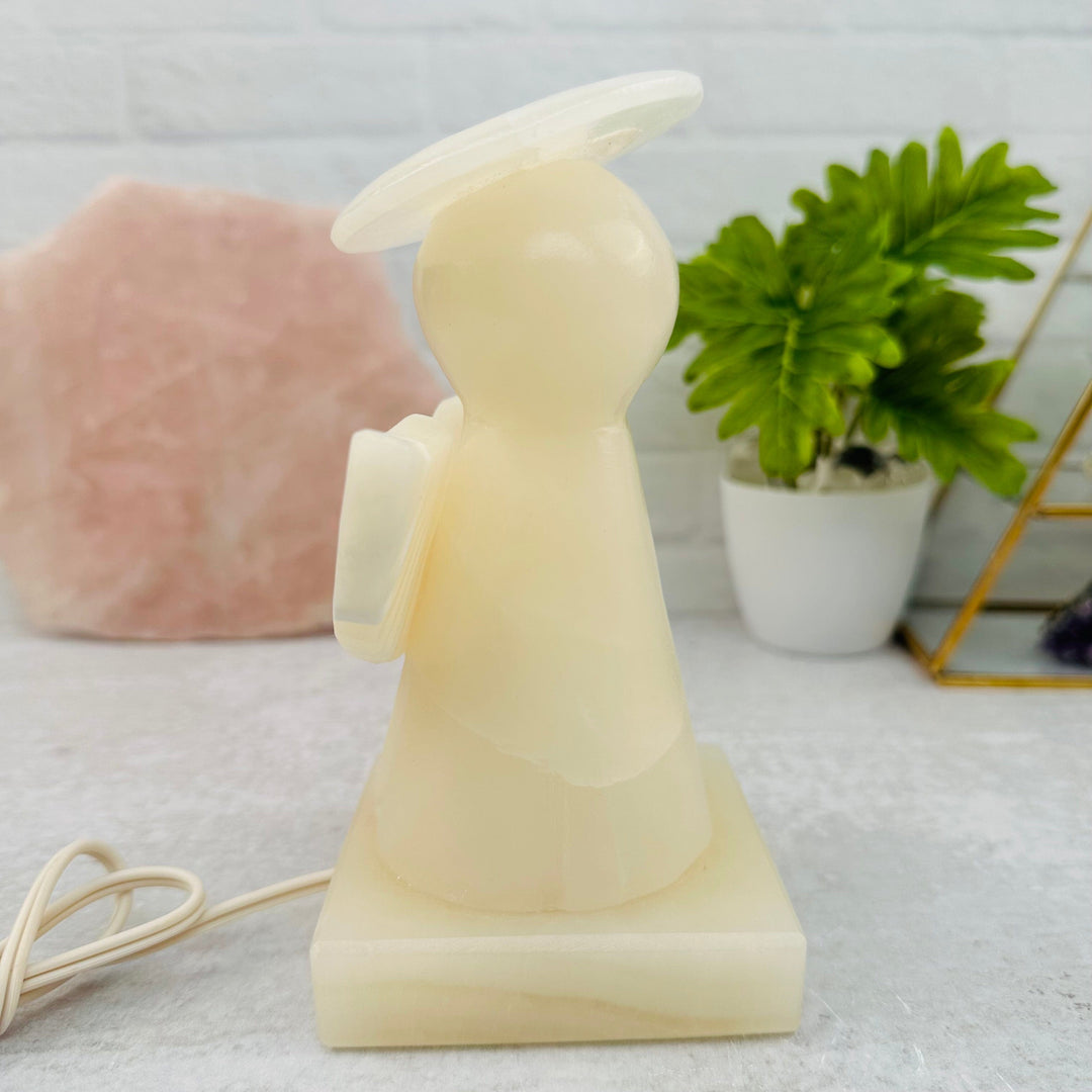 Mexican Onyx Angel Lamp - Carved Stone Night Light - YOU CHOOSE