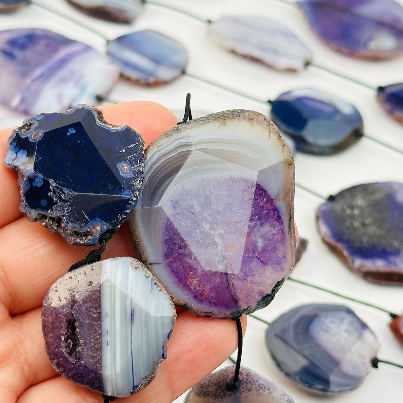 close up of the details on these crystal beads