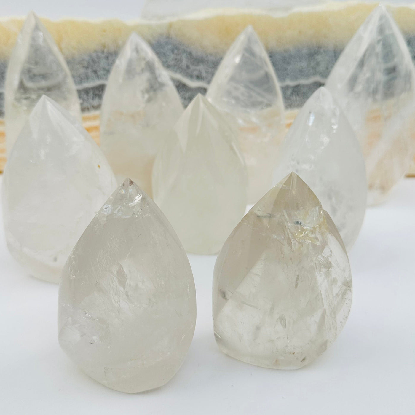 multiple crystal flame points displayed to show the differences in the sizes