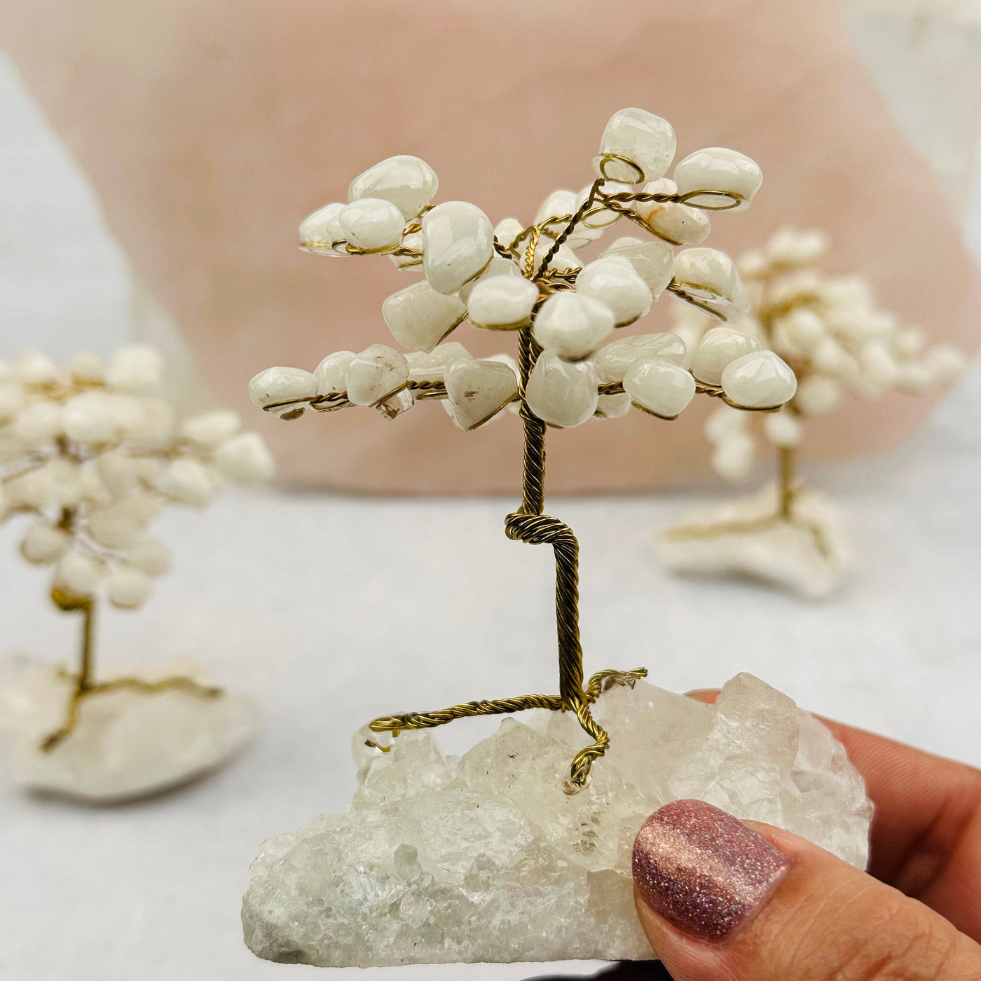 close up of the details on this crystal quartz tree