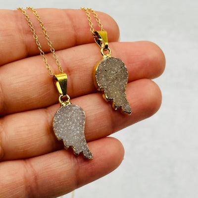 close up of the pendants to show the druzy details 