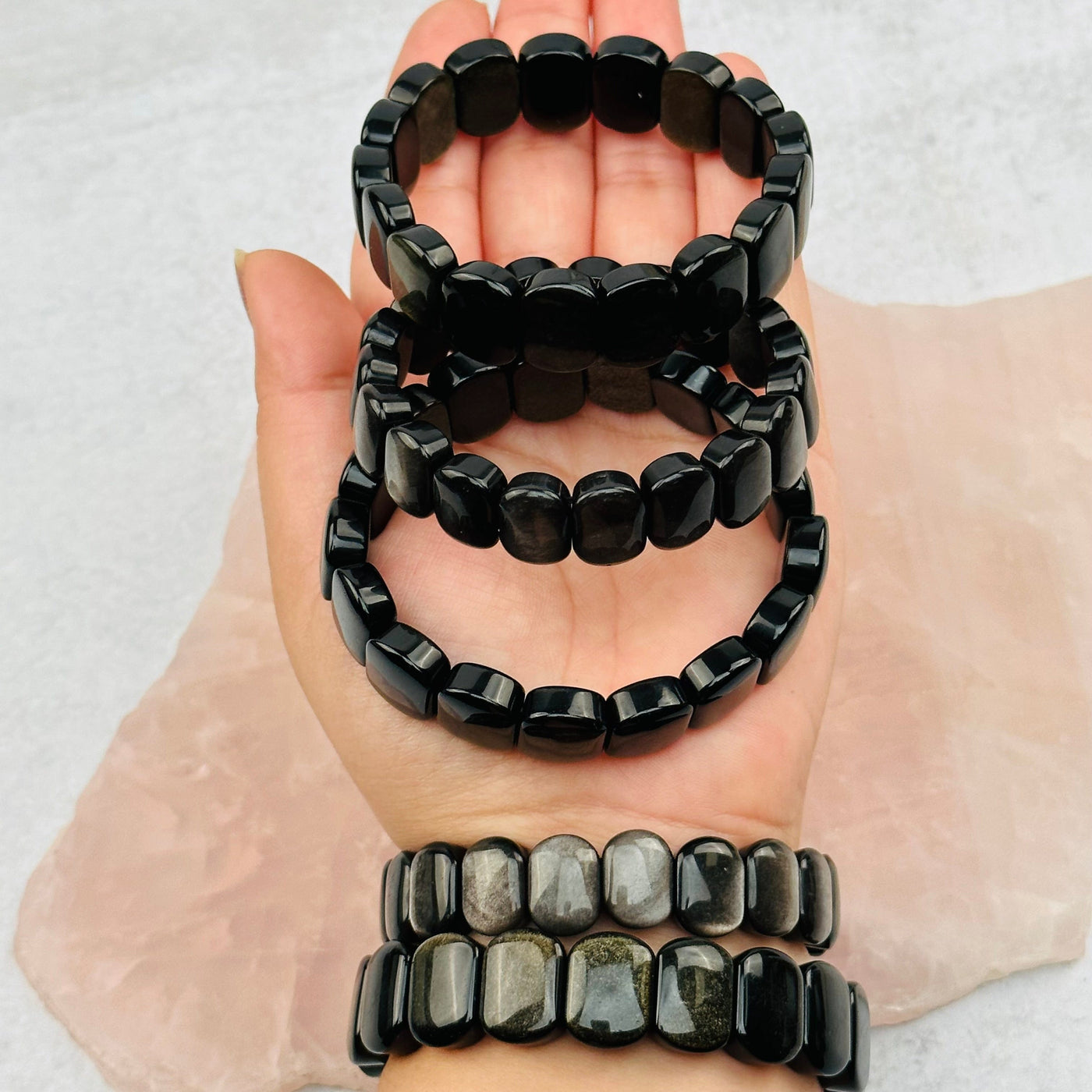 Sheen Obsidian Bracelets - Gold or Silver -
