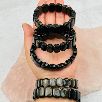 Sheen Obsidian Bracelets - Gold or Silver -