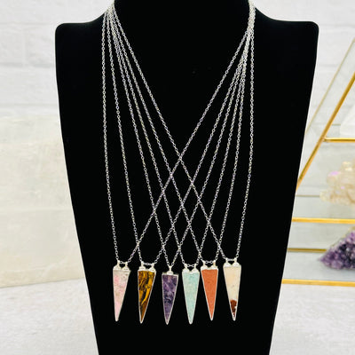Triangle Point Gemstone Necklace - You Select Style -