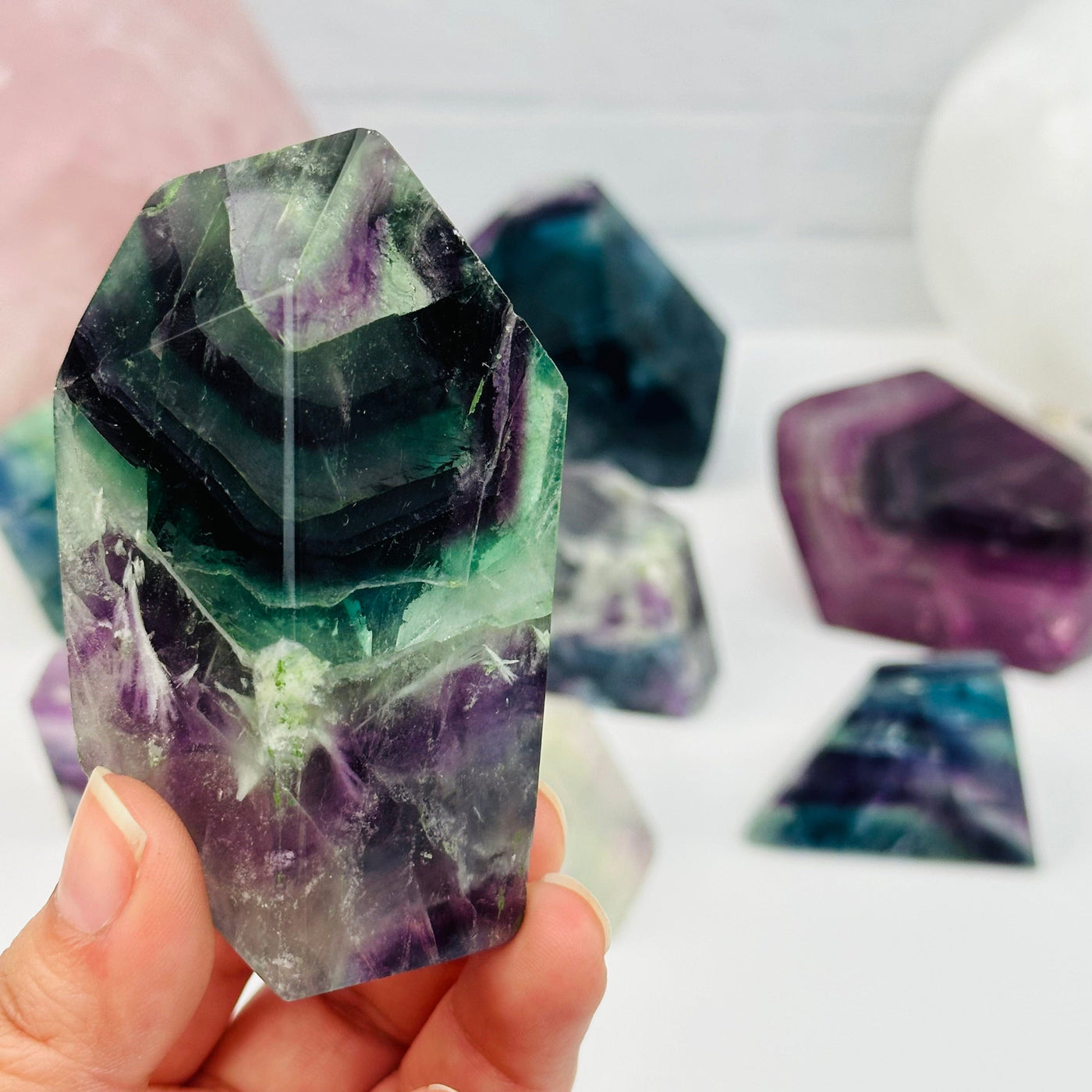 close up of the details on this fluorite piece 
