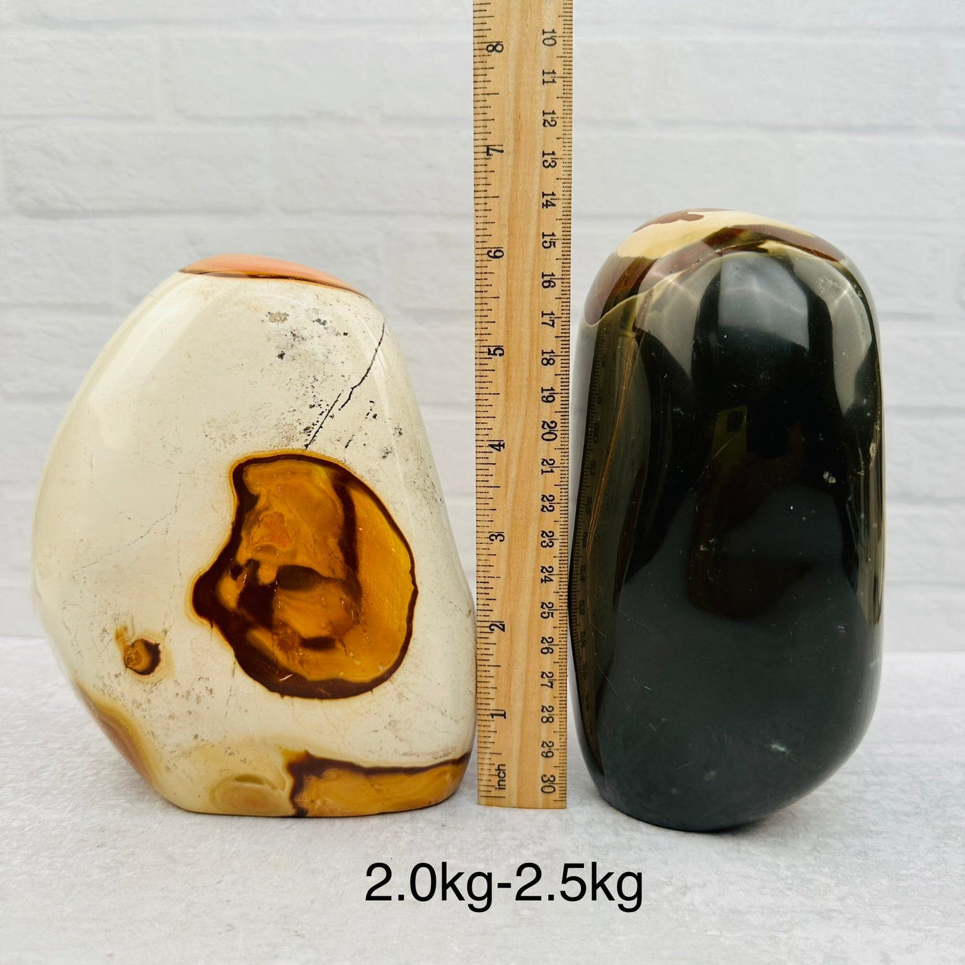 Polychrome Jasper Cut Base - YOU CHOOSE SIZE next to a ruler for size reference 