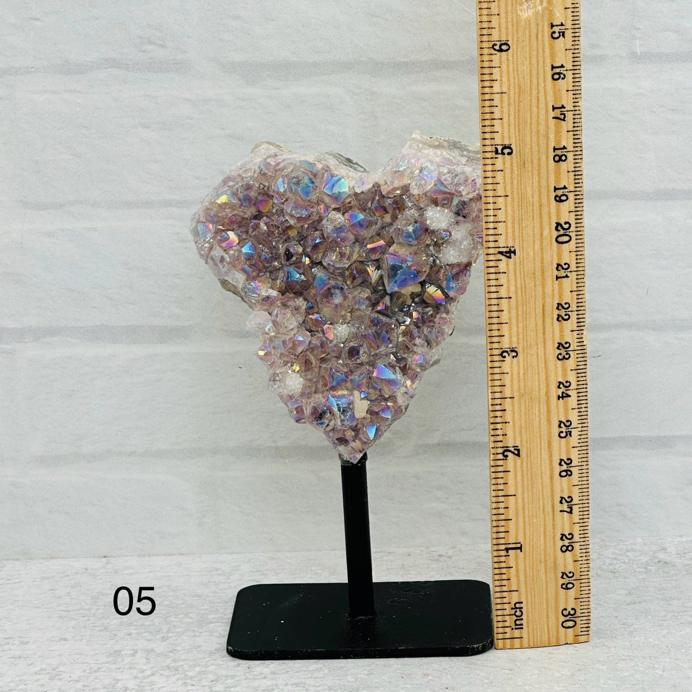 Amethyst Druzy Crystal with Angel Aura Pearly Finish on metal stand - You Choose -