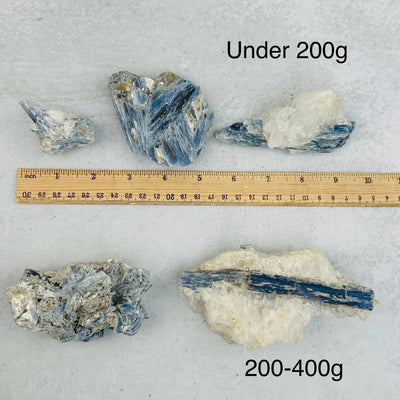 Blue Kyanite Freeform - Rough Natural Stone - By Weight - next to a ruler for size reference 