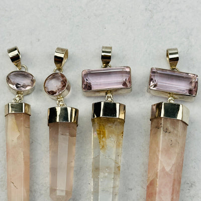 close up of the rose quartz accent gemstone 