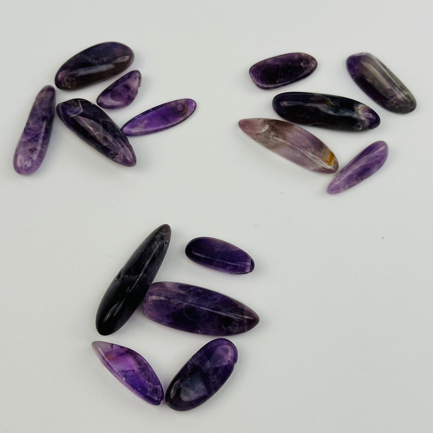 Amethyst Bead Polished Oval - Top Side Drilled - 5pcs 