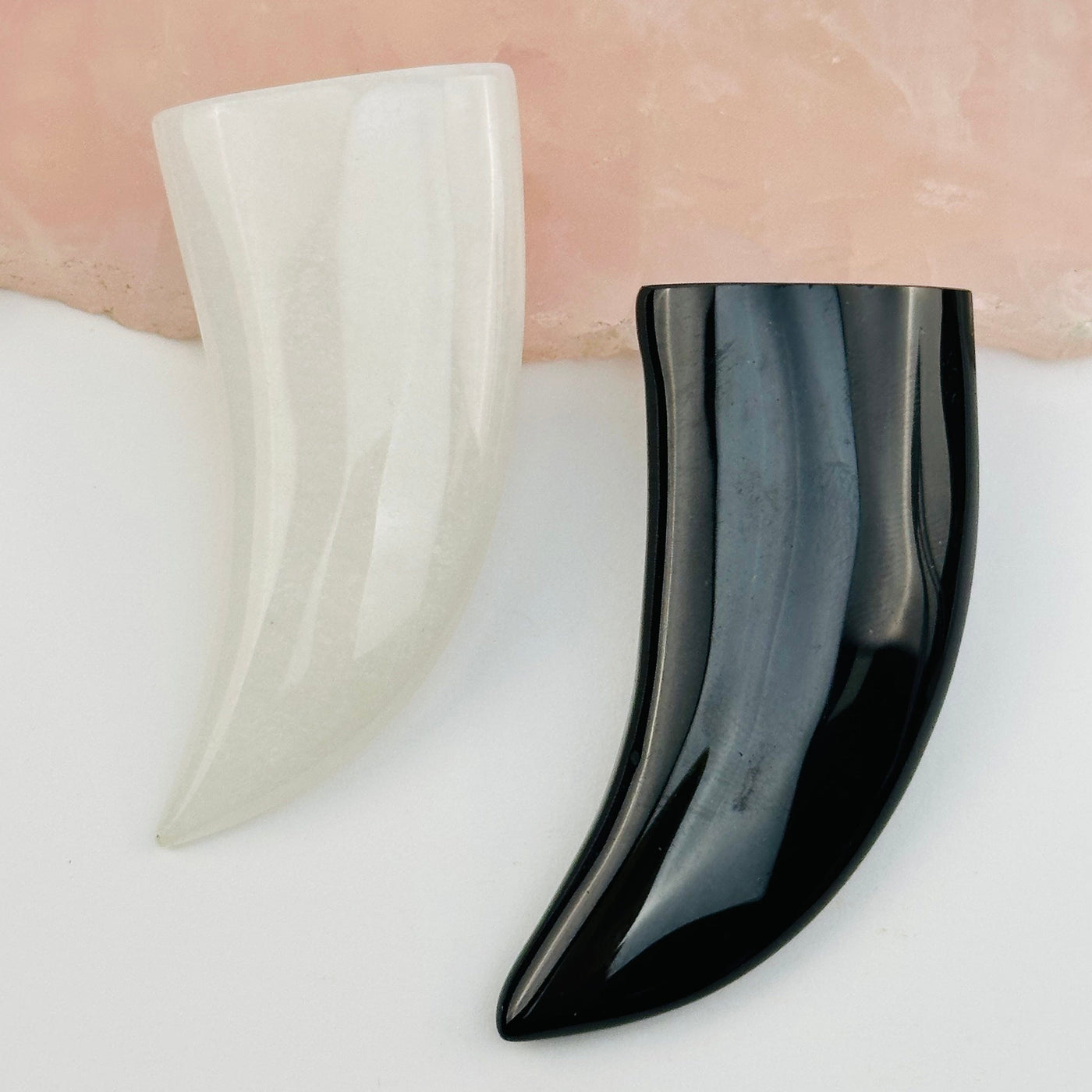 close up of the details on these crystal horns 