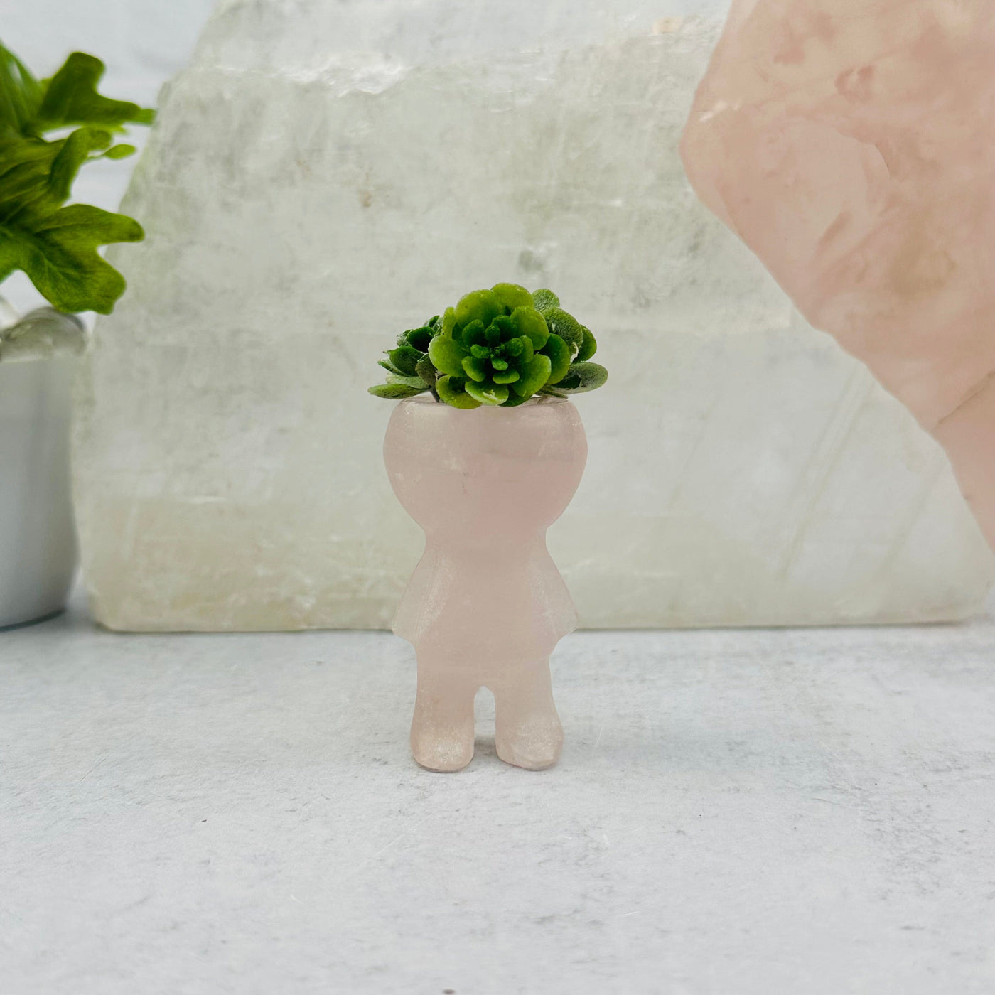 Carved Gemstone Mini Plant Holder displayed as home decor 