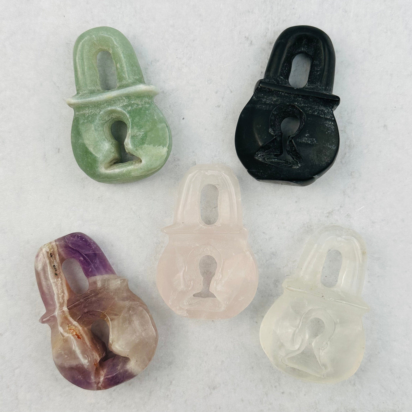 Carved Gemstone Lock - You Choose Stone