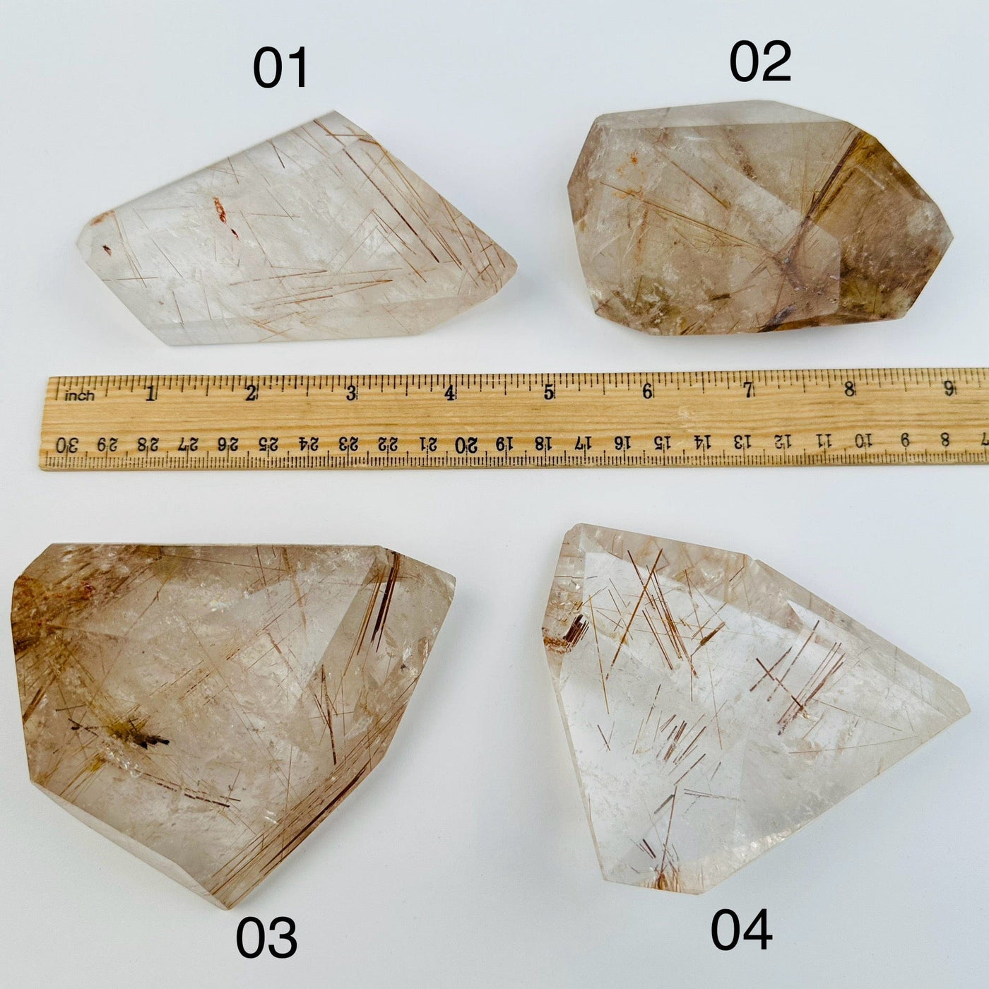 Rutilated Crystal Quartz - High Quality - You Choose - next to a ruler for size reference 