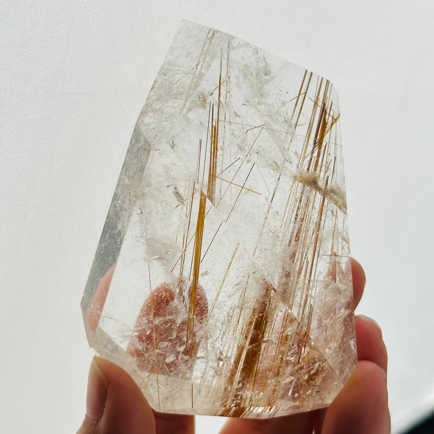 close up of the details on this rutilated quartz
