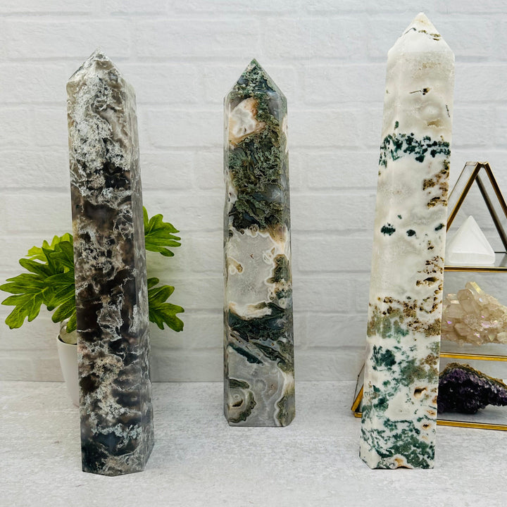 Moss Agate Tower Crystal Point By Weight – Rock Paradise