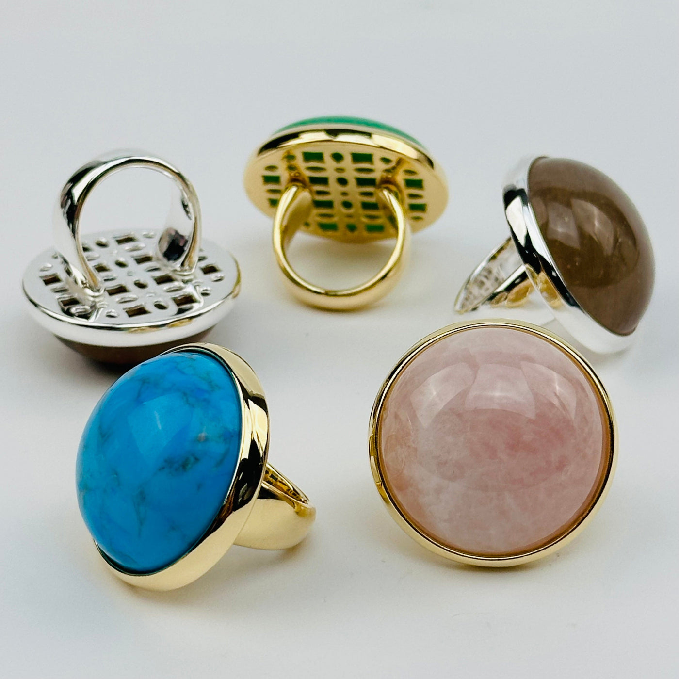 front and side view of the crystal rings 