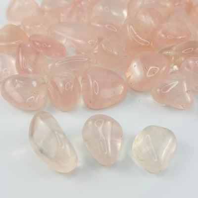 close up of the details on these rose quartz crystals 