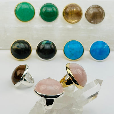 close up of the details on these gemstone rigs 