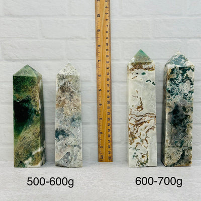Moss Agate Obelisk Crystal Point - By Weight -