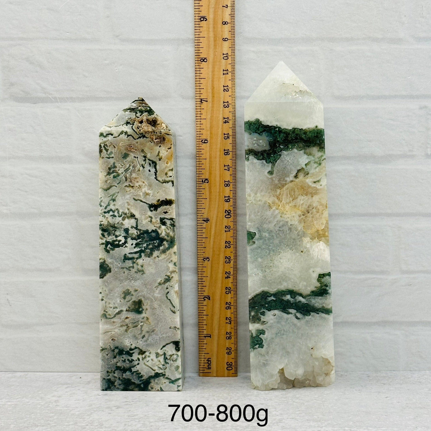Moss Agate Obelisk Crystal Point - By Weight -