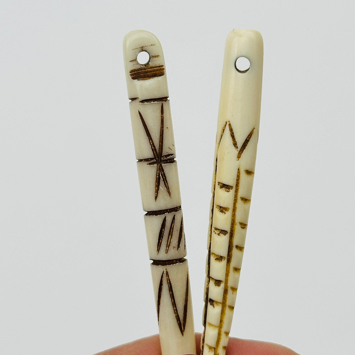 close up of the drilled holes on these beads 