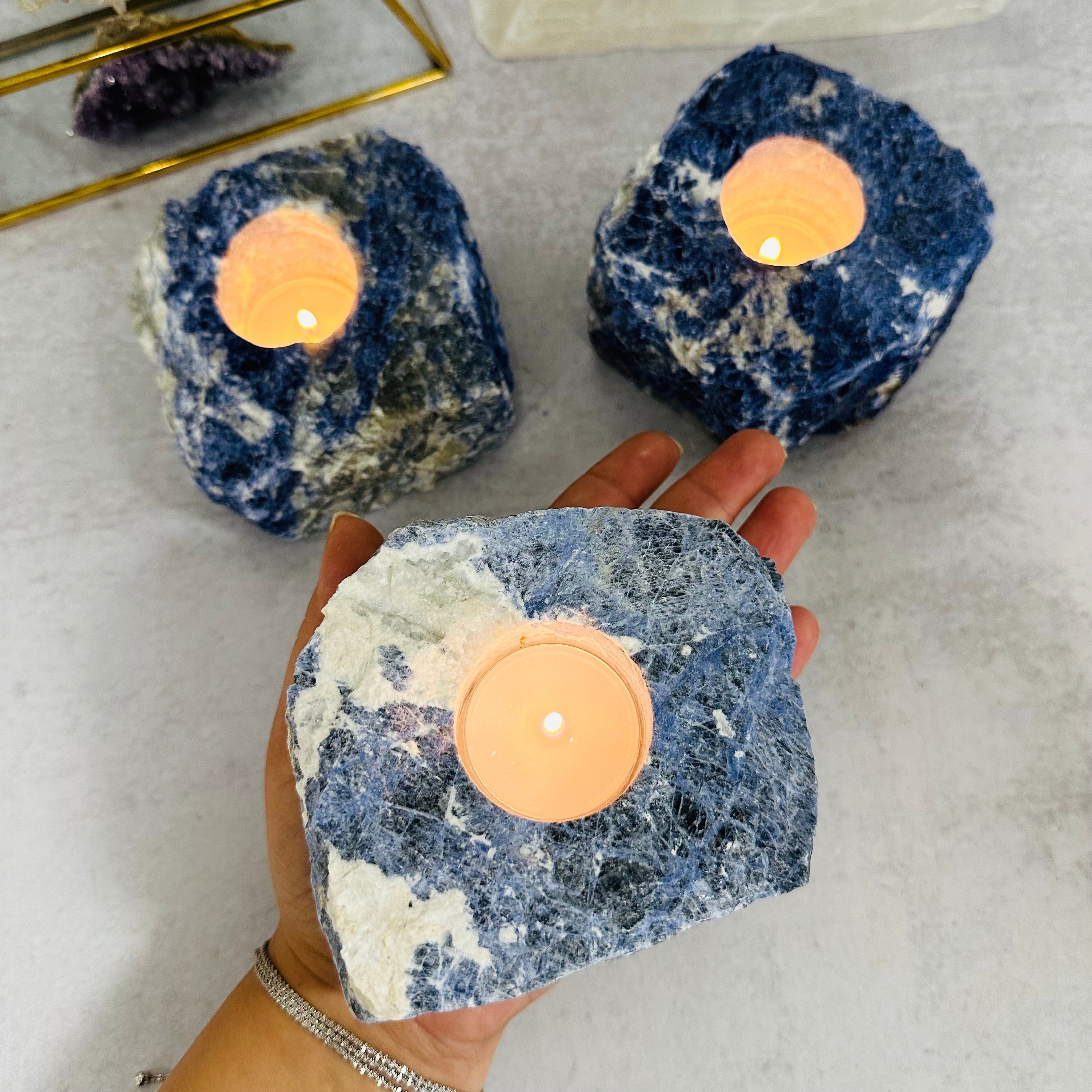Sodalite Candle Holder - Amazing Candle Tea Light - Set of 2