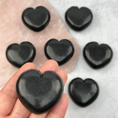  Shungite Heart in hand for size reference 