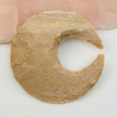 close up of the details on this jasper crystal crescent