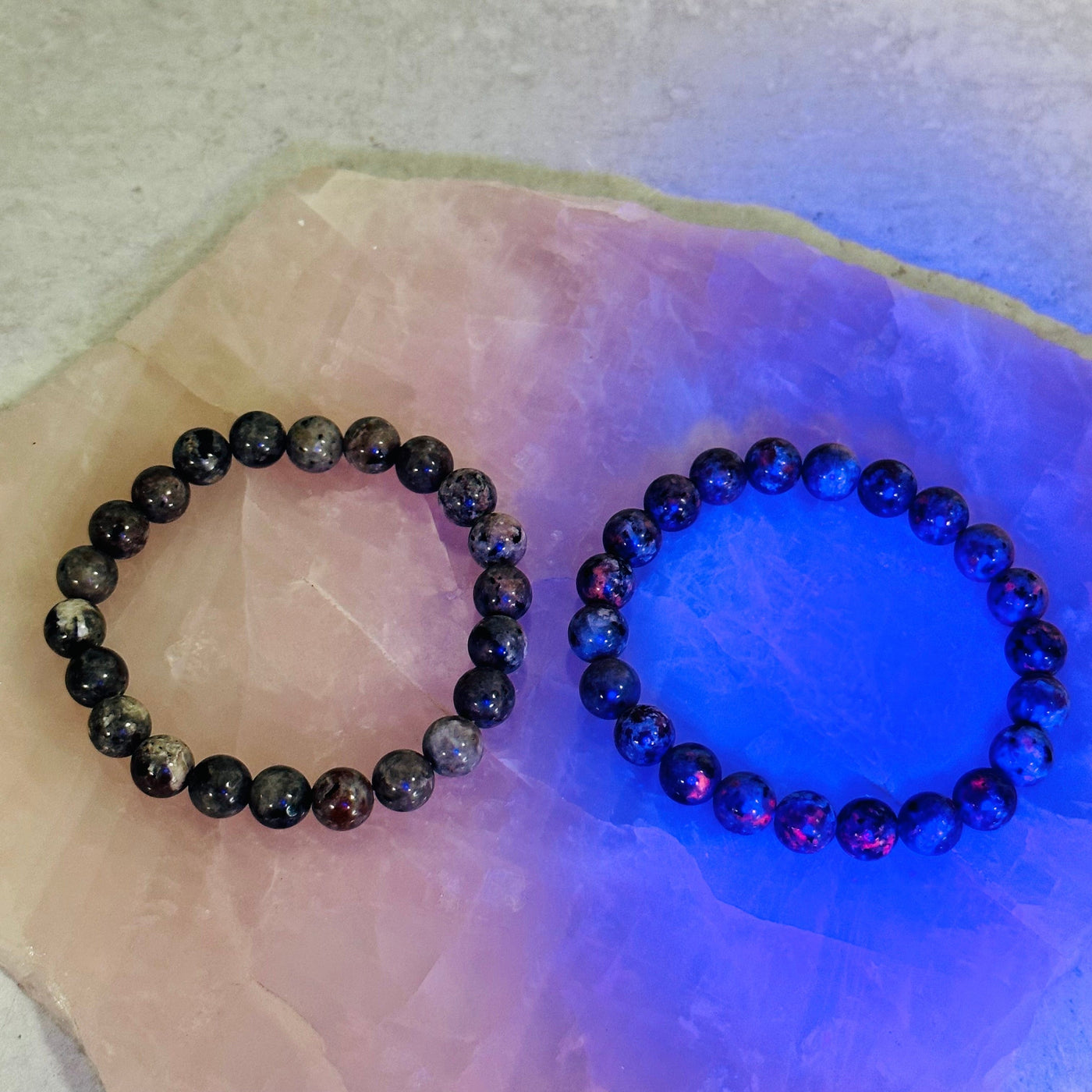 Yooperlite Round Bead Bracelets - UV Reactive!