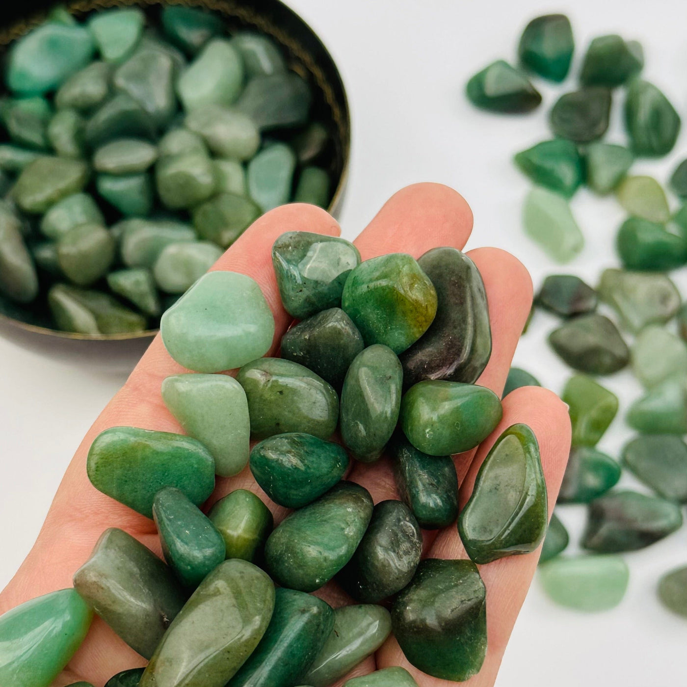 crystals in hand for size reference 