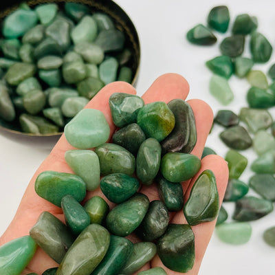 crystals in hand for size reference 