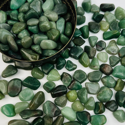green aventurine tumbled stones come in half pound bags