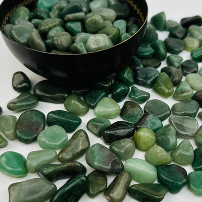 close up of the details on these tumbled aventurine stones