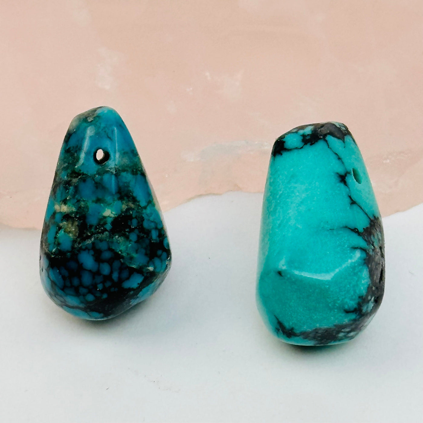 close up of the details on these drilled beads 