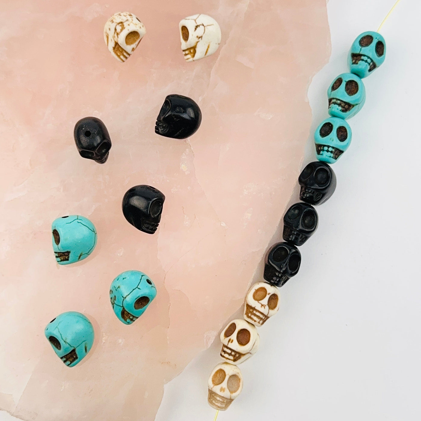 multiple beads displayed to show the differences in the sizes and color shades