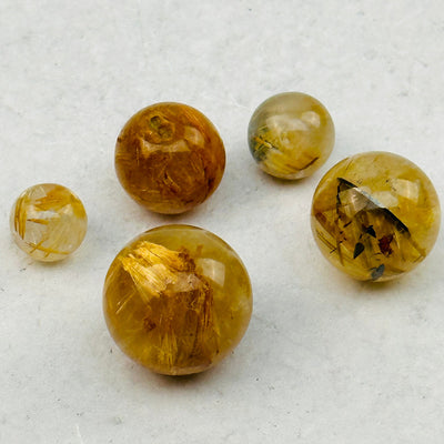 close up of the rutile details on these spheres