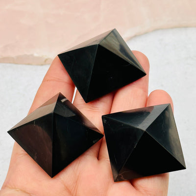 top view of the shungite pyramids 